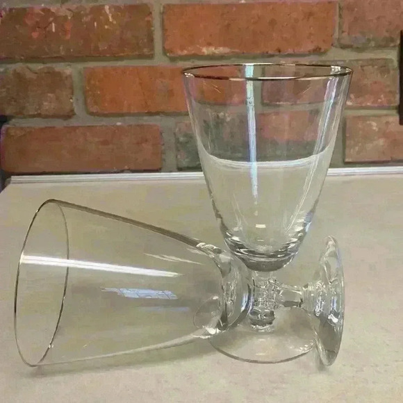 Fostoria Crystal Iced Tea Glasses " Engagement w/ Platinum Trim"…Vintage - Picture 3 of 8